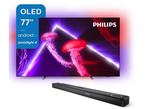 Combo Android TV Philips OLED 4K 77" Ambilight + Barra de sonido