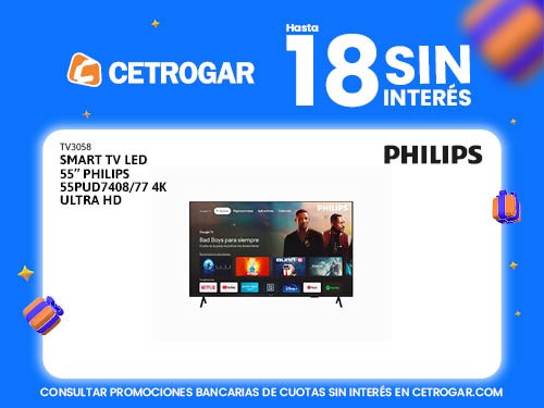 Smart TV LED 55'' Philips 55PUD7408/77 4K Ultra HD