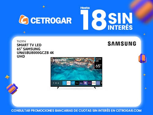 Smart TV LED 65" Samsung UN65BU8000GCZB 4K UHD