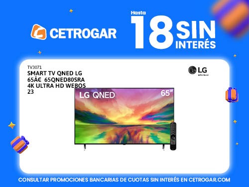 Smart TV QNED LG 65" 65QNED80SRA 4K Ultra HD webOS 23