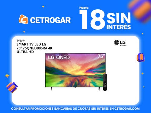 Smart TV LED LG 75" 75QNED80SRA 4K Ultra HD