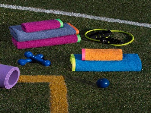 Set Toalla Y Tallón Arcoíris Fitness Deportivo 100% Algodón