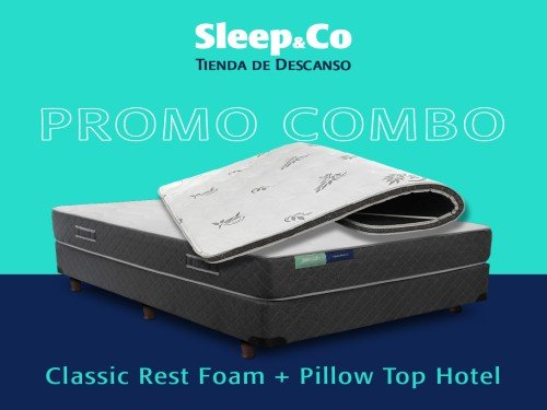 Combo  Sommier Classic Rest Foam 1 Plaza más pillow Alta Densidad