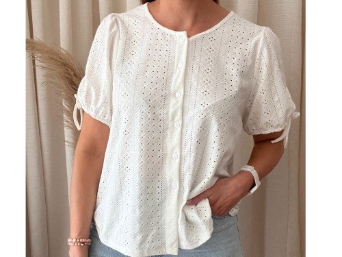 Blusa broderie lino