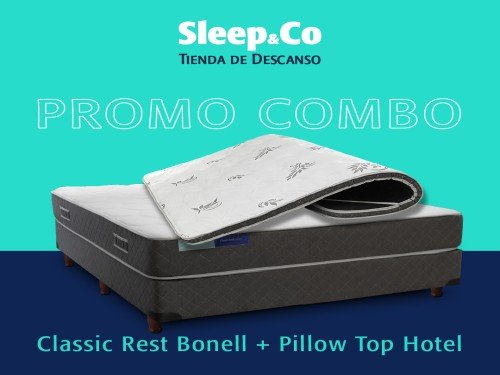 Combo Sommier Classic Rest Bonell 2 Plazas más Pillow Viscolelástica