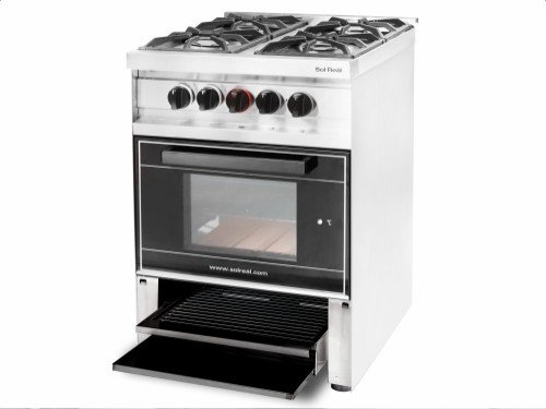 Cocina Mini Sol Real 575VP 4H, Puerta de Vidrio y Parrilla Gas Natural