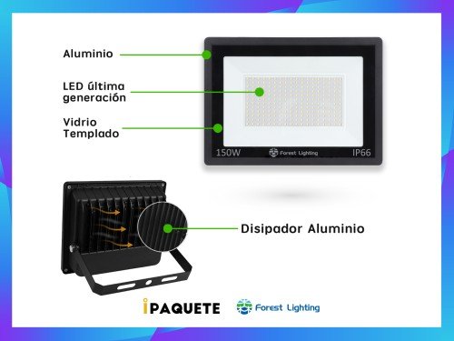 Reflector LED 150w Exterior Proyector Luz Fría Cálida Verde