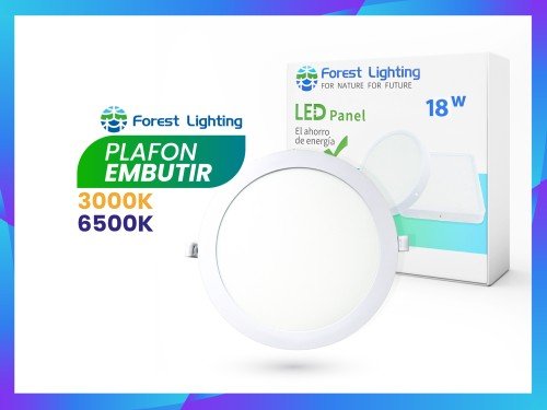 Plafón Panel Led Para Techo Embutir 18w Cuadrado o Redondo