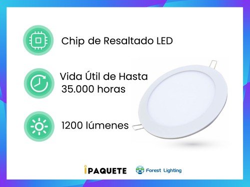 Plafón Panel Led Para Techo Embutir 18w Cuadrado o Redondo