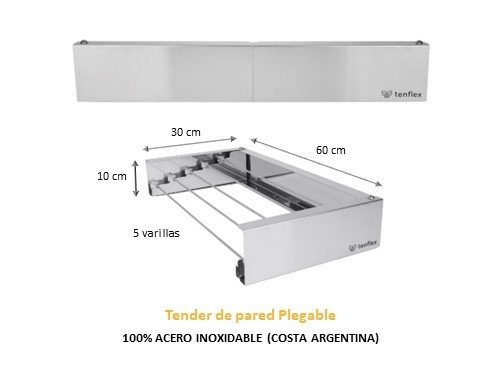 Tender TENFLEX plegable de pared-60x30 cm-Acero Inoxidable Costa Arg