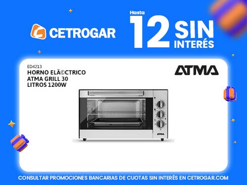 Horno eléctrico Atma Grill 30 Litros 1200w HG3021