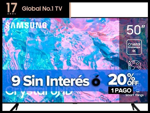 Smart Tv SAMSUNG 50 Pulgadas 4K Ultra HD 50CU7000