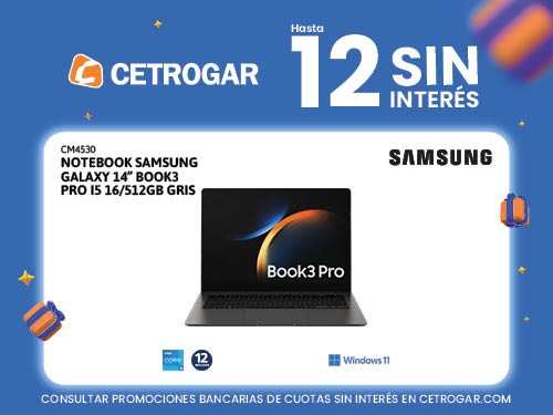 Notebook Samsung Galaxy 14" Book3 Pro i5 16/512GB gris