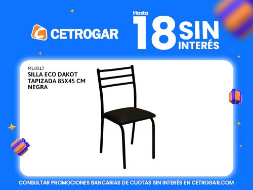 Silla ECO Dakot tapizada 85x45 cm negra