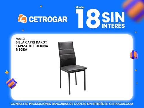 Silla Capri Dakot tapizado cuerina negra