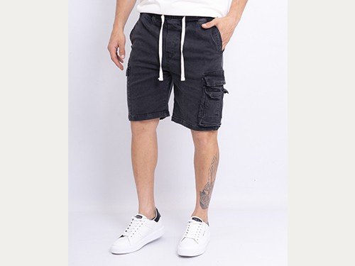 Bermuda de Jean Black Cargo Jogger