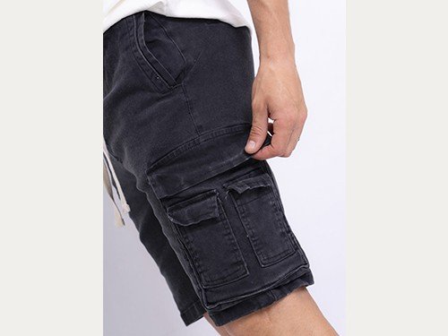 Bermuda de Jean Black Cargo Jogger