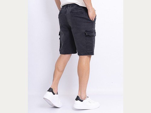 Bermuda de Jean Black Cargo Jogger