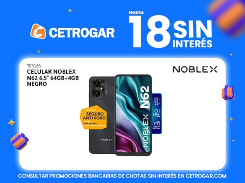 Celular Noblex N62 6.5" 64GB+4GB negro