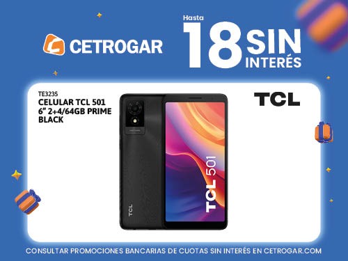 Celular TCL 501 6" 2+4/64GB Prime black