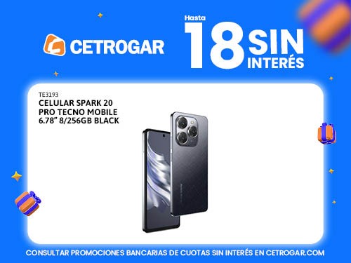 Celular Spark 20 PRO Tecno Mobile 6.78" 8/256GB Black