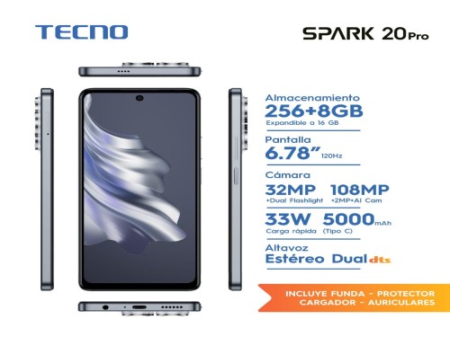 Celular Spark 20 PRO Tecno Mobile 6.78" 8/256GB Black