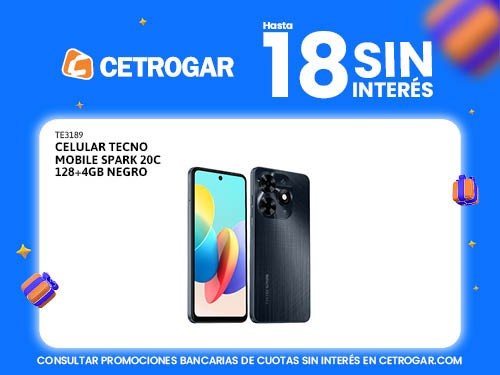 Celular Tecno Mobile Spark 20C 128+4GB negro