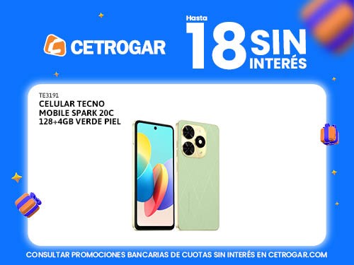 Celular Tecno Mobile Spark 20C 128+4GB verde piel