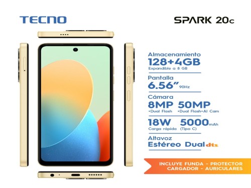 Celular Tecno Mobile Spark 20C 128+4GB verde piel