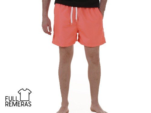 Short de baño liso coral