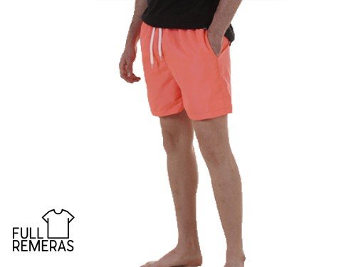 Short de baño liso coral