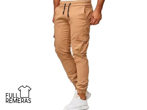 Jogger cargo de gabardina mostaza