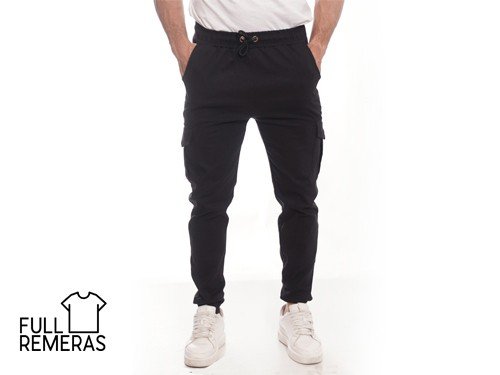 Jogger cargo de gabardina negro