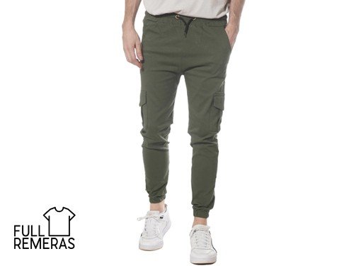 Jogger cargo de gabardina verde oscuro