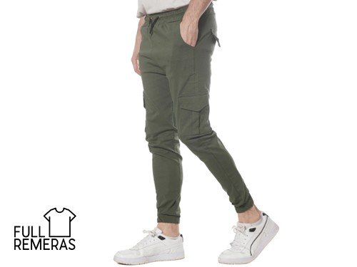 Jogger cargo de gabardina verde oscuro