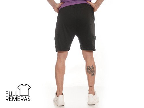 Short cargo algodon rustico negro