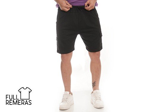 Short cargo algodon rustico negro