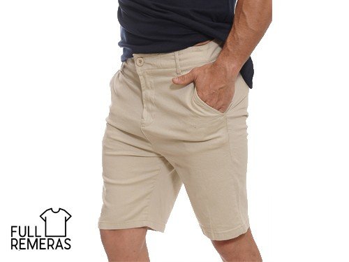 Bermuda de gabardina corte chino beige