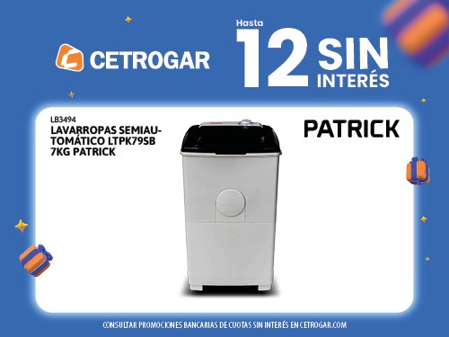 Lavarropas semiautomático LTPK79SB 7kg Patrick