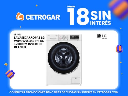 Lavasecarropas LG WD90WVC4S6 9/5 kg 1200RPM Inverter blanco