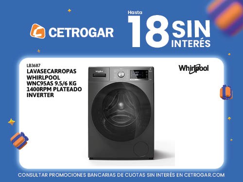 Lavasecarropas Whirlpool WNC95AS 9.5/6 kg 1400rpm plateado inverter