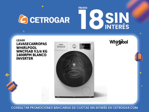 Lavasecarropas Whirlpool WNC95AB 9.5/6 kg 1400rpm blanco inverter