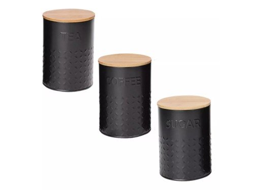 Latas Frascos Con Tapa Bambu Organizadores Hermeticos Set X3