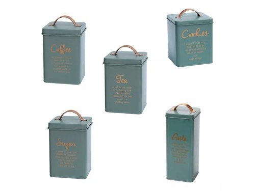 Juego De Latas Organizadores De Cocina Set X5 Verde Con Tapa