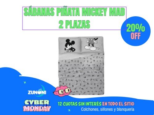 Juego de Sábanas Piñata | Mickey Mad Grey