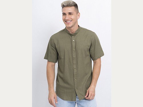 Camisa Lino Mao Manga Corta