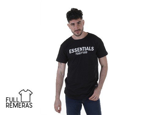 Remera cuello redondo Essentials, corte clásico negro