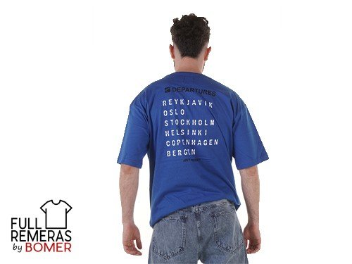 Remera cuello redondo Departures corte oversize azul francia