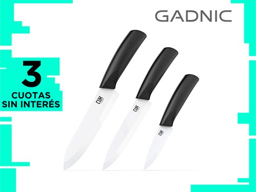 Set De 3 Cuchillos de Ceramica Gadnic CERAMIC3000 para Cocina