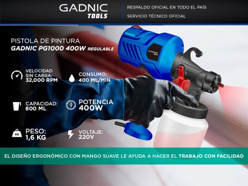 Pistola de Pintura Gadnic PG1000 400w Regulable